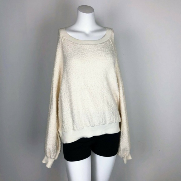 Free People Long Sleeve Nubby Textured White Top - Picture 2 of 5